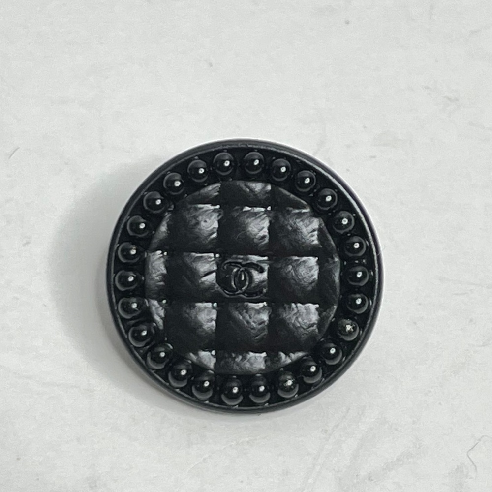 Chanel Black CC Quilted Studded Shank Button